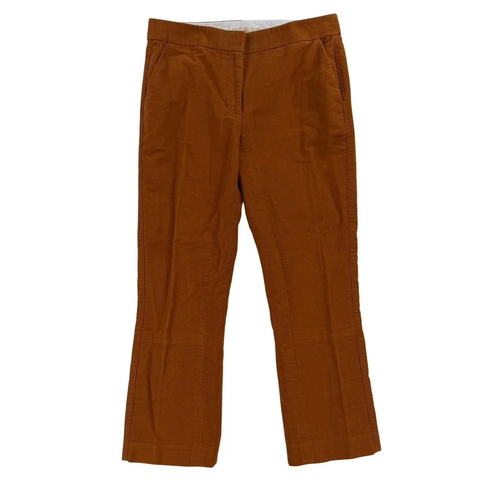 Tory Burch Pants Womens 8 Orange Chino Straight Leg Cropped Button Hem Twill‎